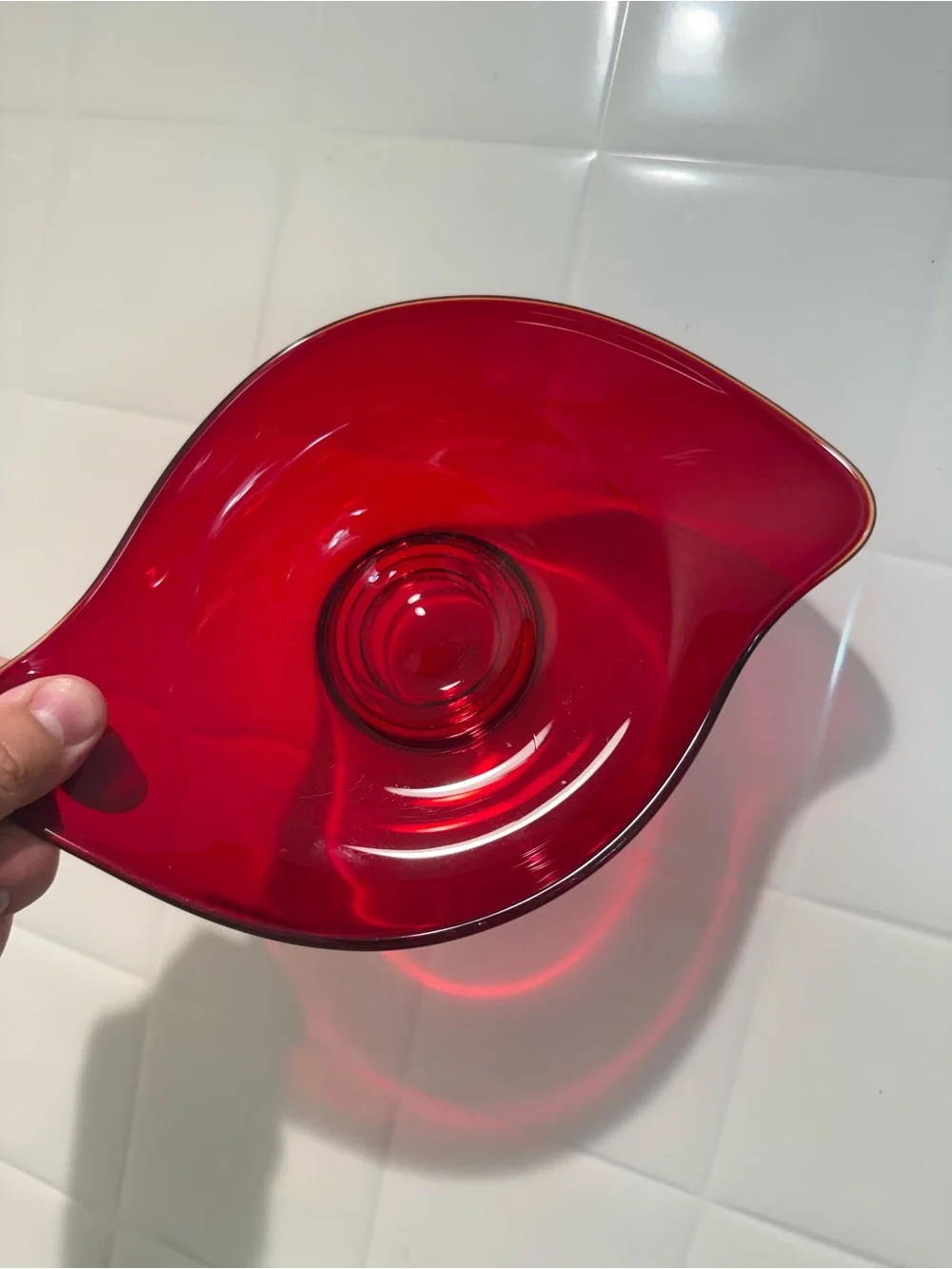 Viking Vintage MCM Red Glass Bowl/Candy Dish 9